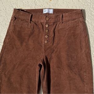 GAP High Stride Rise Wide Flare Button Fly Corduroy Pants Size 14 Sable Brown
